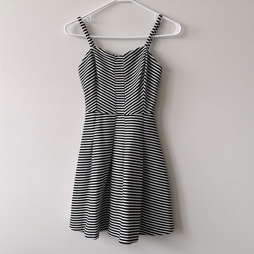 Black and white striped dress